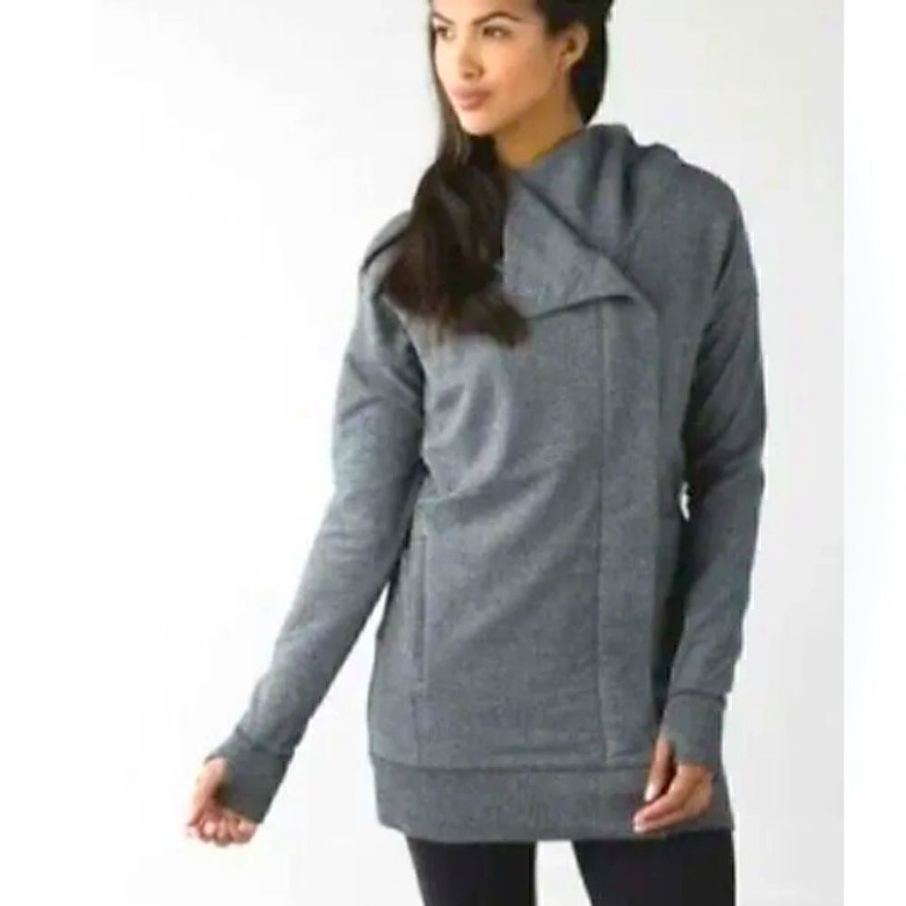 Lululemon Wrap Up Jacket Womens Size 6 Heathered Speckled Black Gray Full Zip